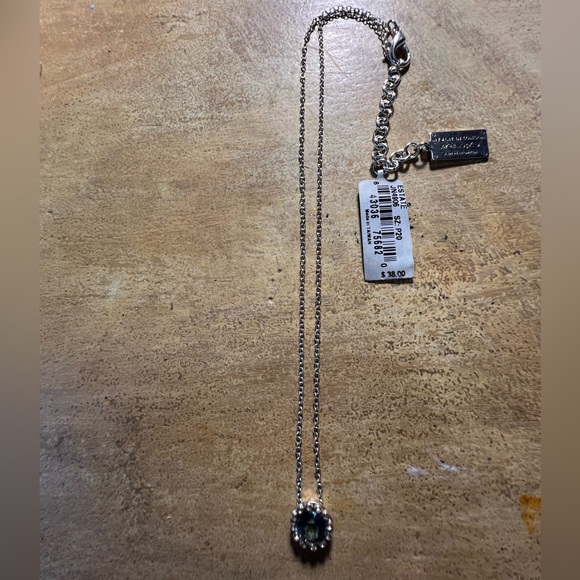 My London Flat Silver Necklace with Blue Gemstone - Picture 1 of 5